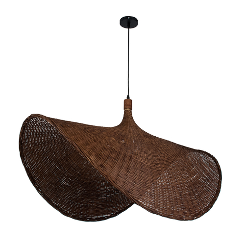 GLOBOSTAR® CUBA 01770 Boho Κρεμαστό Φωτιστικό Οροφής με Ντουί 1 x E27 AC 220-240V IP20 - Καφέ - Μ100 x Π100 x Y55cm