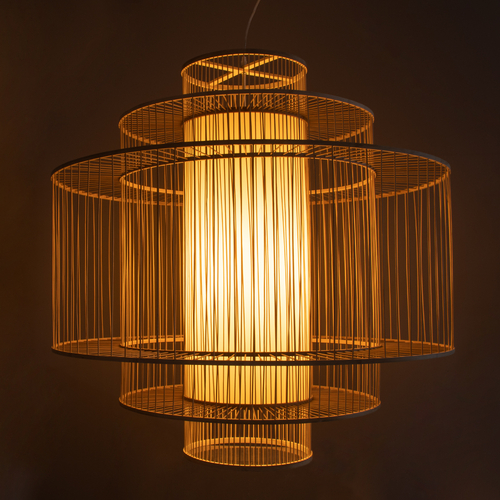 GLOBOSTAR® HIBISCUS 01780 Boho Κρεμαστό Φωτιστικό Οροφής με Ντουί 1 x E27 AC 220-240V IP20 - Μπεζ - Μ100 x Π100 x Y100cm