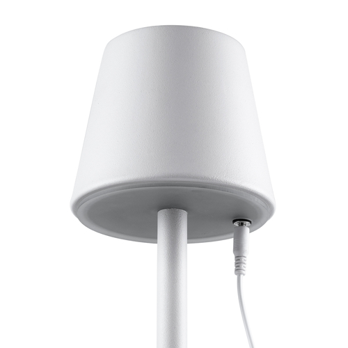 GloboStar® NEGA 60474 Μοντέρνο Επιτραπέζιο Φωτιστικό Πορτατίφ LED 2.2W 154lm 360° DC 5V Επαναφορτιζόμενο με Μπαταρία Li-ion 4000mAh - Διακόπτη Αφής - Θερμό Λευκό 2700K - Dimmable - D10 x H39cm - Λευκό - 2 Years Warranty