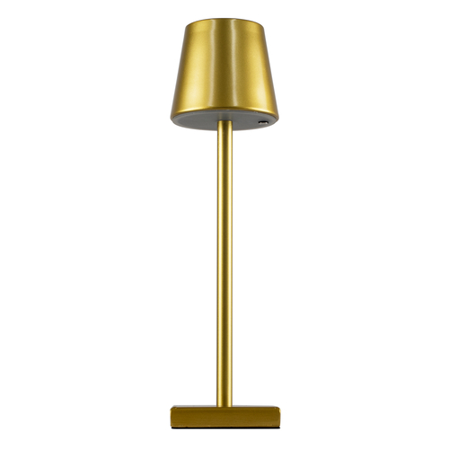 GloboStar® NEGA 60475 Μοντέρνο Επιτραπέζιο Φωτιστικό Πορτατίφ LED 2.2W 154lm 360° DC 5V Επαναφορτιζόμενο με Μπαταρία Li-ion 4000mAh - Διακόπτη Αφής - Θερμό Λευκό 2700K - Dimmable - D10 x H39cm - Χρυσό - 2 Years Warranty
