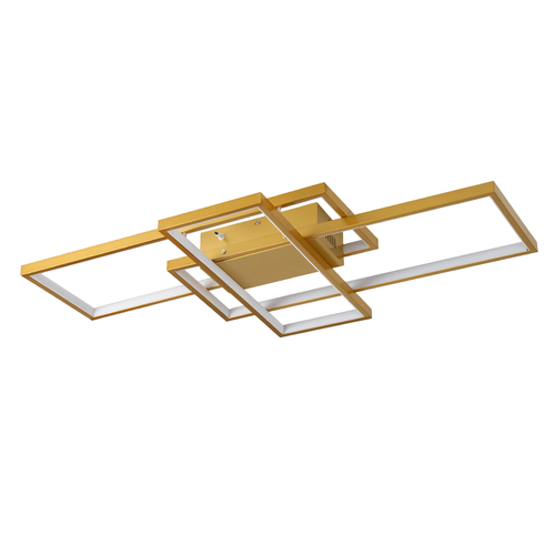 GLOBOSTAR® QUADRA 61387 Μοντέρνο Φωτιστικό Οροφής LED 100W 12000lm 120° AC 220-240V IP20 Ρυθμιζόμενο Λευκό CCT με Χειριστήριο από 2700K έως 6000K Dimmable - Lumileds SMD Chip - Χρυσό Βούρτσας - Μ85 x Π45 x Υ9cm - 3 Χρόνια Εγγύηση