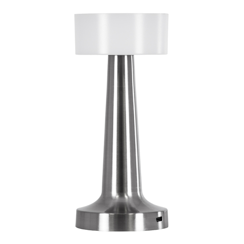 GloboStar® NANNA 76473 Επαναφορτιζόμενο Επιτραπέζιο Φωτιστικό Πορτατίφ LED 1.5W 105lm 120° DC 5V IP44 CCT Ultra Θερμό 1500K - Φυσικό Λευκό 4500K - Ψυχρό Λευκό 6000K Dimmable Ασημί & Λευκό Πλαστικό - Μ9 x Π9 x Υ21cm - 2 Χρόνια Εγγύηση