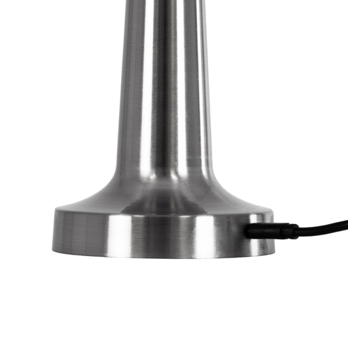 GloboStar® NANNA 76473 Επαναφορτιζόμενο Επιτραπέζιο Φωτιστικό Πορτατίφ LED 1.5W 105lm 120° DC 5V IP44 CCT Ultra Θερμό 1500K - Φυσικό Λευκό 4500K - Ψυχρό Λευκό 6000K Dimmable Ασημί & Λευκό Πλαστικό - Μ9 x Π9 x Υ21cm - 2 Χρόνια Εγγύηση