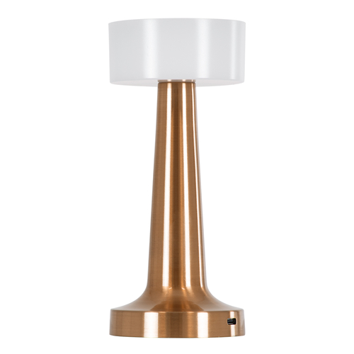 GloboStar® NANNA 76474 Επαναφορτιζόμενο Επιτραπέζιο Φωτιστικό Πορτατίφ LED 1.5W 105lm 120° DC 5V IP44 CCT Ultra Θερμό 1500K - Φυσικό Λευκό 4500K - Ψυχρό Λευκό 6000K Dimmable Χάλκινο & Λευκό Πλαστικό - Μ9 x Π9 x Υ21cm - 2 Χρόνια Εγγύηση