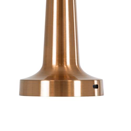 GloboStar® NANNA 76474 Επαναφορτιζόμενο Επιτραπέζιο Φωτιστικό Πορτατίφ LED 1.5W 105lm 120° DC 5V IP44 CCT Ultra Θερμό 1500K - Φυσικό Λευκό 4500K - Ψυχρό Λευκό 6000K Dimmable Χάλκινο & Λευκό Πλαστικό - Μ9 x Π9 x Υ21cm - 2 Χρόνια Εγγύηση