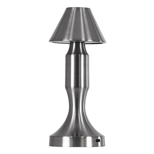 GloboStar® LUNNA 76478 Επαναφορτιζόμενο Επιτραπέζιο Φωτιστικό Πορτατίφ LED 1.5W 105lm 120° DC 5V IP44 CCT Ultra Θερμό 1500K - Φυσικό Λευκό 4500K - Ψυχρό Λευκό 6000K Dimmable Ασημί Πλαστικό - Μ9 x Π9 x Υ23cm - 2 Χρόνια Εγγύηση