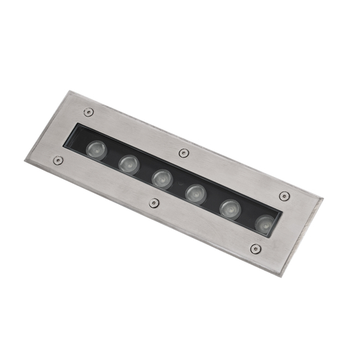 GLOBOSTAR® UNDERGROUND-REMVI 90191 Χωνευτή Μπάρα Φωτισμού Wall Washer LED 9W 765lm 10° DC 24V Αδιάβροχο IP68 RGBW Dimmable DMX512 - Ανοξείδωτο Ατσάλι 304 - Μ30 x Π9 x Υ8.5cm / Μ28.5 x Π7.5cm - 3 Χρόνια Εγγύηση