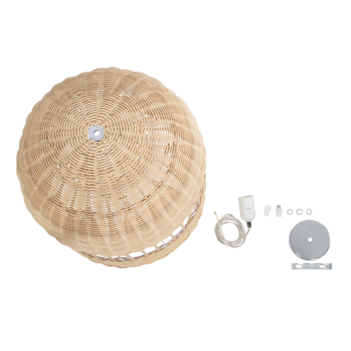 GLOBOSTAR® LUCIA 01725 Boho Κρεμαστό Φωτιστικό Οροφής με Ντουί 1 x E27 AC 220-240V IP20 - Μπεζ - Μ40 x Π40 x Y34cm