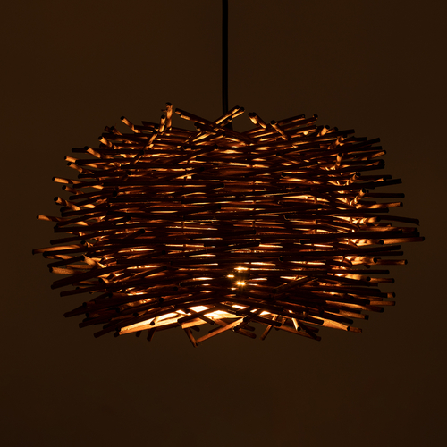 GLOBOSTAR® MINORCA 01732 Boho Κρεμαστό Φωτιστικό Οροφής με Ντουί 1 x E27 AC 220-240V IP20 - Καφέ - Μ30 x Π30 x Υ18cm