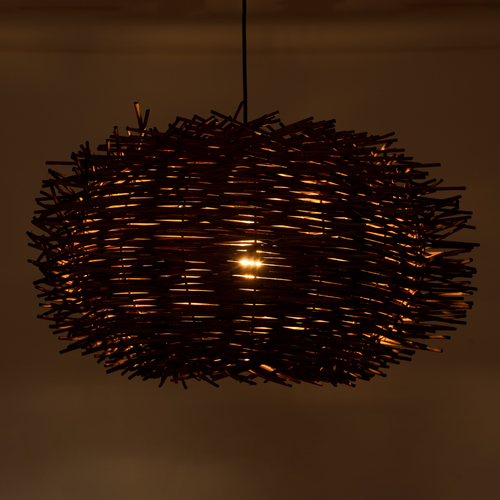 GLOBOSTAR® MINORCA 01734 Boho Κρεμαστό Φωτιστικό Οροφής με Ντουί 1 x E27 AC 220-240V IP20 - Καφέ - Μ60 x Π60 x Y35cm