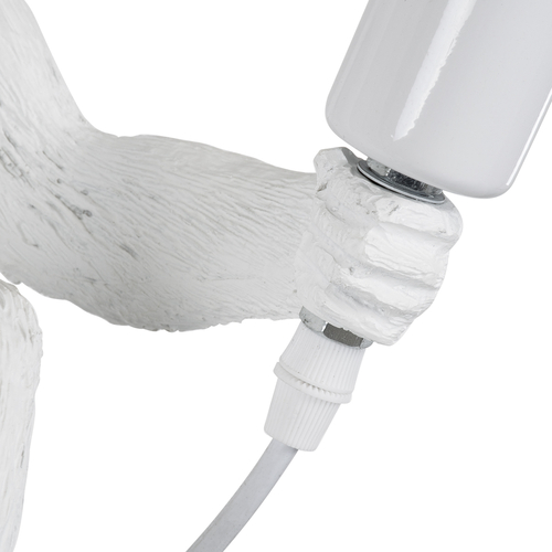 GLOBOSTAR® APES 01802 Μοντέρνο Κρεμαστό Φωτιστικό Οροφής με Ντουί 1 x E27 AC 220-240V IP20 - Λευκό & Μπεζ - Μ26 x Π28 x Υ69cm