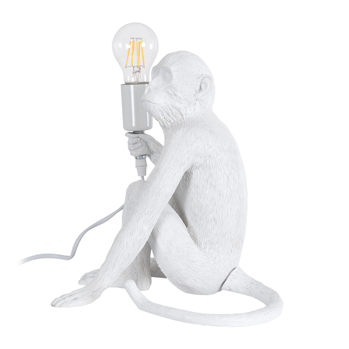 GloboStar® APES 01808 Μοντέρνο Επιτραπέζιο Φωτιστικό Πορτατίφ Μονόφωτο 1 x E27 IP20 Λευκό Πλαστικό - Μ30 x Π27 x Υ30cm