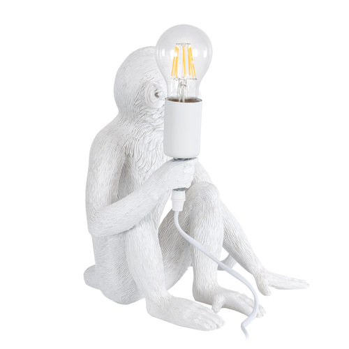 GloboStar® APES 01808 Μοντέρνο Επιτραπέζιο Φωτιστικό Πορτατίφ Μονόφωτο 1 x E27 IP20 Λευκό Πλαστικό - Μ30 x Π27 x Υ30cm