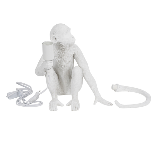 GloboStar® APES 01808 Μοντέρνο Επιτραπέζιο Φωτιστικό Πορτατίφ Μονόφωτο 1 x E27 IP20 Λευκό Πλαστικό - Μ30 x Π27 x Υ30cm