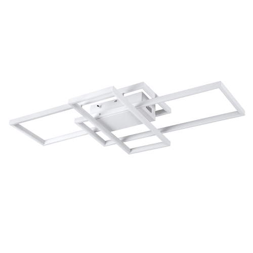 GLOBOSTAR® QUADRA 61386 Μοντέρνο Φωτιστικό Οροφής LED 100W 12000lm 120° AC 220-240V IP20 Ρυθμιζόμενο Λευκό CCT με Χειριστήριο από 2700K έως 6000K Dimmable - Lumileds SMD Chip - Λευκό Ματ - Μ85 x Π45 x Υ9cm - 3 Χρόνια Εγγύηση