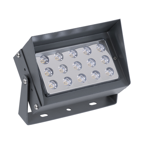 GLOBOSTAR® FLOODKAMY 90372 Προβολέας Σποτ Wall Washer με Αντιθαμβωτική Γρίλια LED 30W 3300lm 5° DC 24V Αδιάβροχο IP65 Θερμό Λευκό 2700K Dimmable - Bridgelux SMD Chip - Γκρι Ανθρακί - Μ19.5 x Π10.7 x Υ9.5cm - 3 Χρόνια Εγγύηση