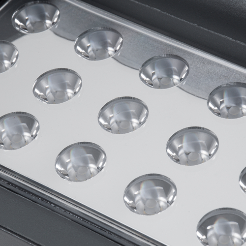 GLOBOSTAR® FLOODKAMY 90372 Προβολέας Σποτ Wall Washer με Αντιθαμβωτική Γρίλια LED 30W 3300lm 5° DC 24V Αδιάβροχο IP65 Θερμό Λευκό 2700K Dimmable - Bridgelux SMD Chip - Γκρι Ανθρακί - Μ19.5 x Π10.7 x Υ9.5cm - 3 Χρόνια Εγγύηση