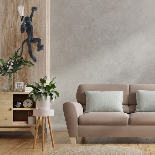 GLOBOSTAR® APES 01804 Μοντέρνο Φωτιστικό Τοίχου - Απλίκα με Ντουί 1 x E27 AC 220-240V IP20 - Μαύρο - Μ34 x Π31 x Υ61cm