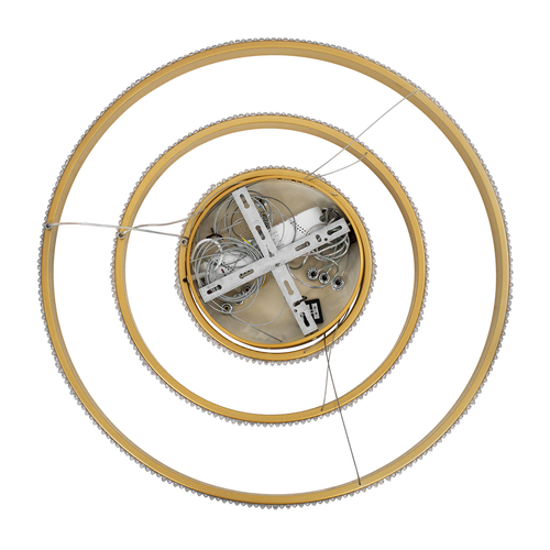 GLOBOSTAR® DIAMOND TRIO 61137-DECO Μοντέρνο Κρεμαστό Φωτιστικό Οροφής LED 100W 12123lm 360° AC 220-240V IP20 Ρυθμιζόμενο Λευκό CCT με Χειριστήριο από 2700K έως 6000K Dimmable - Lumileds SMD Chip - Χρυσό Βούρτσας - Μ60 x Π60 x Υ60cm - 3 Χρόνια Εγγύηση