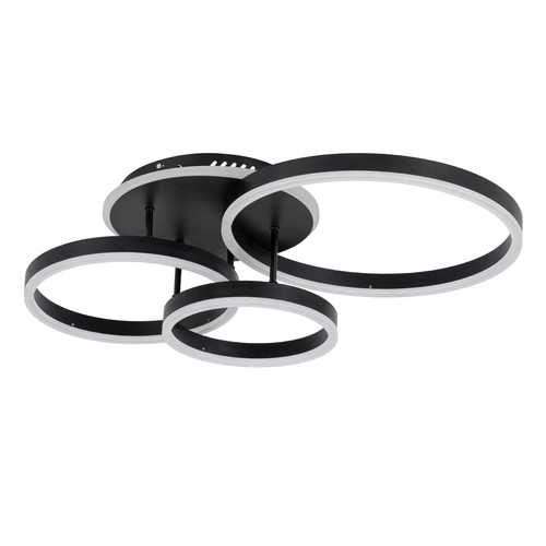 GLOBOSTAR® VENOM 61123 Μοντέρνο Φωτιστικό Οροφής LED 100W 12100lm 360° AC 220-240V IP20 Ρυθμιζόμενο Λευκό CCT με Χειριστήριο από 2700K έως 6000K Dimmable - Lumileds SMD Chip - Μαύρο Ματ - Μ70 x Π40 x Υ16cm - 3 Χρόνια Εγγύηση