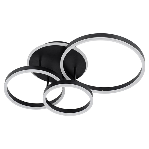 GLOBOSTAR® VENOM 61123 Μοντέρνο Φωτιστικό Οροφής LED 100W 12100lm 360° AC 220-240V IP20 Ρυθμιζόμενο Λευκό CCT με Χειριστήριο από 2700K έως 6000K Dimmable - Lumileds SMD Chip - Μαύρο Ματ - Μ70 x Π40 x Υ16cm - 3 Χρόνια Εγγύηση