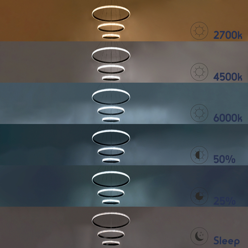 GLOBOSTAR® DIAMOND TRIO 61137 Μοντέρνο Κρεμαστό Φωτιστικό Οροφής LED 100W 12123lm 360° AC 220-240V IP20 Ρυθμιζόμενο Λευκό CCT με Χειριστήριο από 2700K έως 6000K Dimmable - Lumileds SMD Chip - Χρυσό Βούρτσας - Μ60 x Π60 x Υ60cm - 3 Χρόνια Εγγύηση