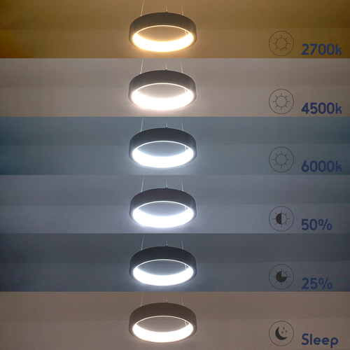 GLOBOSTAR® NEMESIS 61154 Μοντέρνο Κρεμαστό Φωτιστικό Οροφής LED 20W 2356lm 360° AC 220-240V IP20 Ρυθμιζόμενο Λευκό CCT με Χειριστήριο από 2700K έως 6000K Dimmable - Lumileds SMD Chip - Χρυσό Βούρτσας - Μ25 x Π25 x Υ4cm - 3 Χρόνια Εγγύηση