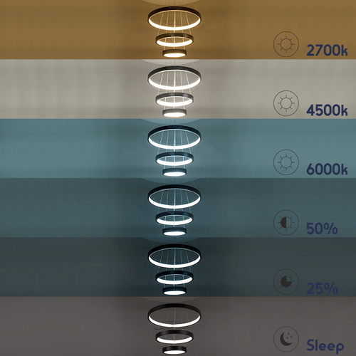 GLOBOSTAR® NEMESIS TRIO 61171 Μοντέρνο Κρεμαστό Φωτιστικό Οροφής LED 120W 14723lm 360° AC 220-240V IP20 Ρυθμιζόμενο Λευκό CCT με Χειριστήριο από 2700K έως 6000K Dimmable - Lumileds SMD Chip - Λευκό Ματ - Μ80 x Π80 x Υ80cm - 3 Χρόνια Εγγύηση