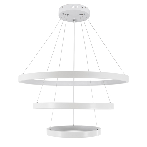 GLOBOSTAR® NEMESIS TRIO 61171-DECO Μοντέρνο Κρεμαστό Φωτιστικό Οροφής LED 120W 14723lm 360° AC 220-240V IP20 Ρυθμιζόμενο Λευκό CCT με Χειριστήριο από 2700K έως 6000K Dimmable - Lumileds SMD Chip - Λευκό Ματ - Μ80 x Π80 x Υ80cm - 3 Χρόνια Εγγύηση