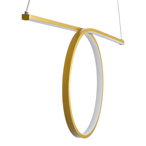 GLOBOSTAR® ROME 61297 Μοντέρνο Κρεμαστό Φωτιστικό Οροφής LED 24W 2640lm 200° AC 220-240V IP20 Ρυθμιζόμενο Λευκό CCT με On/Off 2700K/4500K/6000K - Lumileds SMD Chip - Χρυσό Βούρτσας - Μ65.5 x Π4 x Υ33cm - 3 Χρόνια Εγγύηση