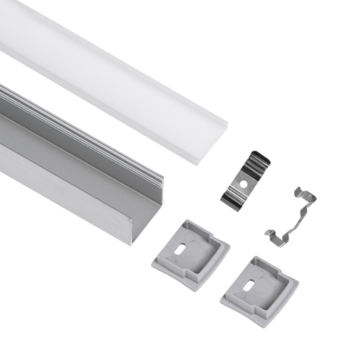 GLOBOSTAR® ALP-LINEAR LIGHTLINE 70867-1M Επιφανειακό Προφίλ Αλουμινίου με Λευκό Γαλακτερό Πατητό Κάλυμμα για Ταινίες LED IP20 - Ασημί & Λευκό - Μ100 x Π2.3 x Υ2cm