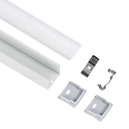 GloboStar® SURFACE-PROFILE 70868-1M Προφίλ Αλουμινίου - Βάση & Ψύκτρα Ταινίας LED με Λευκό Γαλακτερό Κάλυμμα - Επιφανειακή Χρήση - Πατητό Κάλυμμα - Λευκό - 1 Μέτρο - Μ100 x Π2.3 x Υ2cm