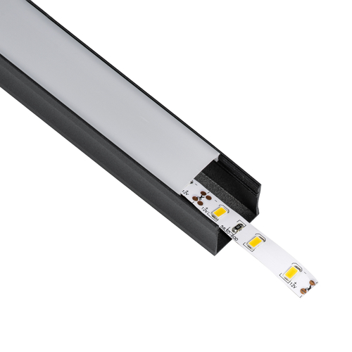GLOBOSTAR® ALP-LINEAR LIGHTLINE 70869-3M Επιφανειακό Προφίλ Αλουμινίου με Λευκό Γαλακτερό Πατητό Κάλυμμα για Ταινίες LED IP20 - Μαύρο & Λευκό - Μ300 x Π2.3 x Υ2cm - Πακέτο 5 Τεμαχίων