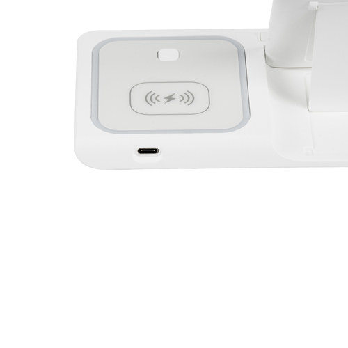 GloboStar® 79706 Επιτραπέζια Σταθερή Βάση Ασύρματης Φόρτισης Fast Charging για Κινητά - Earphones - Smart Watches 15W Max - Λευκό