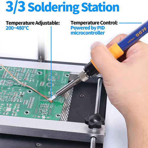 GloboStar® 79973 Ψηφιακός Σταθμός Συγκόλλησης 3in1 με Ψηφιακή Οθόνη - Κολλητήρι - Πιστόλι Θερμού Αέρα Hot Air Soldering Welding Gun - Φούρνος Πλακετών Solder Preheat Welding Oven PCB και PID Προγραμματιζόμενο Σύστημα Ελέγχου Θερμοκρασίας - 1200W