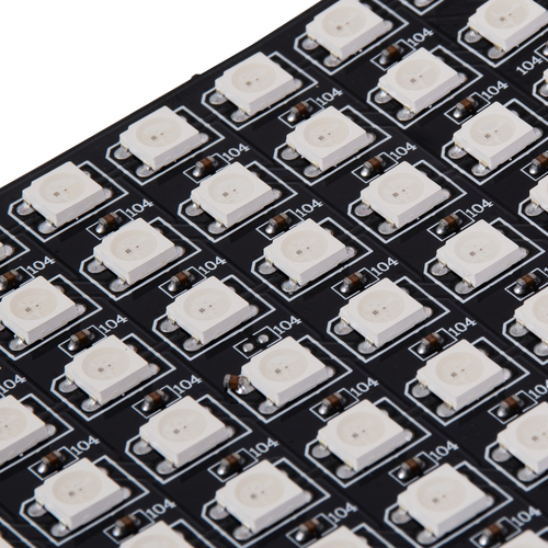 GloboStar® 90607 Digital Pixel Addressable Plate - Ψηφιακή Πλακέτα LED SMD 5050 15.3W/m 64LED/unit 64PIXEL/unit SPI/TTL Protocol IC WS2812/SK6812 1224lm/unit 120° DC 5V IP20 RGB - Μαύρο Σώμα - Μ80 x Π80 x Υ2mm - 5 Χρόνια Εγγύηση