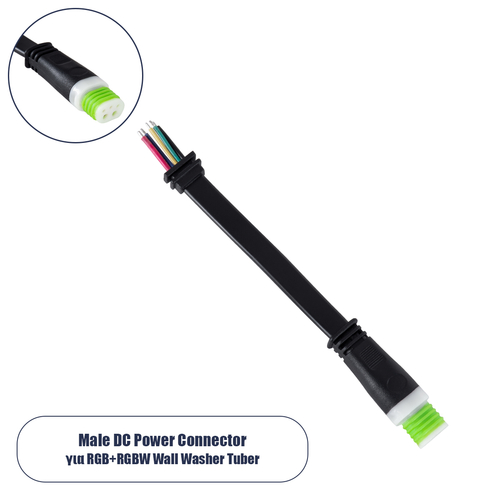 GLOBOSTAR® WWCONNECTOR 90708 5 Pin Σύνδεσμος Τροφοδοσίας για Wall Washers & Προβολείς με Είσοδο 5 x 0.25mm2 & Έξοδο 1 x Αρσενικό Βύσμα Αδιάβροχο IP65 - Μαύρο - Μ11 x Π2 x Υ1.2cm