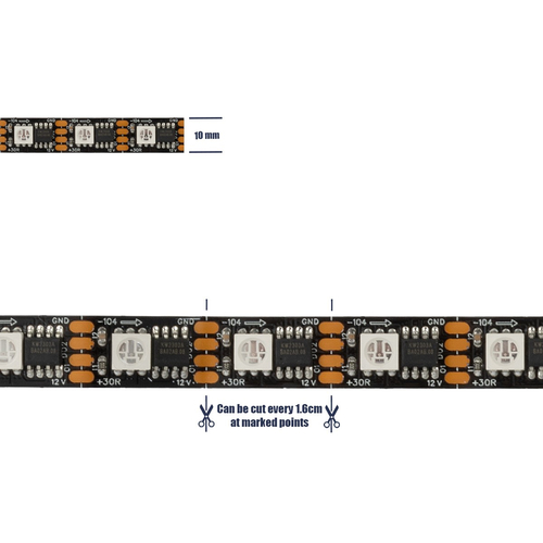GLOBOSTAR® DIGIPRO 90604 Ψηφιακή Pixel Addressable Ταινία LED 14.4W/m 1152lm/m 120° DC 12V IP20 60 x SMD5050 Chip/m 60 x Pixel/m Πολύχρωμο RGB Dimmable SPI/TTL Protocol IC TM1812 - Μ500 x Π1 x Υ0.2cm - Ρολό 5 Μέτρων - 5 Χρόνια Εγγύηση