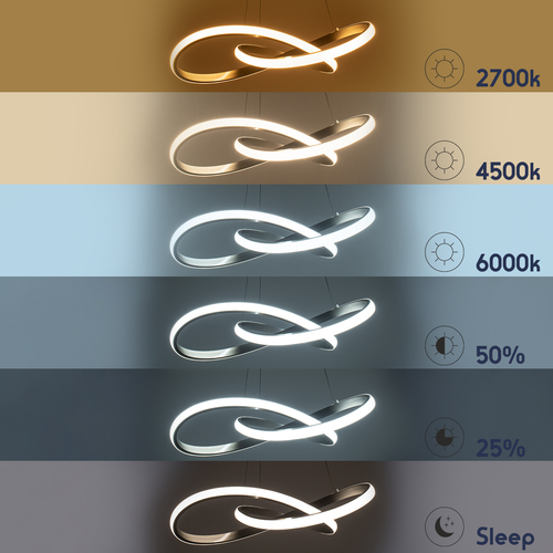 GLOBOSTAR® DEXTER 60948 Μοντέρνο Κρεμαστό Φωτιστικό Οροφής LED 72W 8064lm 300° AC 220-240V IP20 Ρυθμιζόμενο Λευκό CCT με Χειριστήριο από 2700K έως 6000K Dimmable - Lumileds SMD Chip - Νίκελ Βούρτσας - Μ56 x Π56 x Υ14cm - 3 Χρόνια Εγγύηση