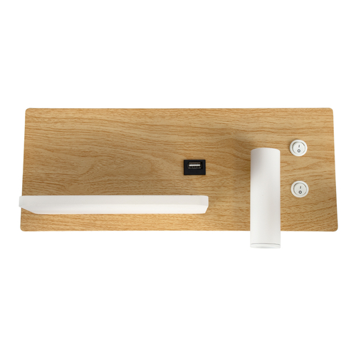 GLOBOSTAR® PALADIN 61359 Μοντέρνο Φωτιστικό Τοίχου - Απλίκα Ξενοδοχείου Reading Light με Φορτιστή USB 3A & Wireless 20W LED 6W 720lm 36° & 360° AC 220-240V IP20 Φυσικό Λευκό 4500K - Bridgelux COB Chip & TÜV SÜD Driver - Μπεζ & Λευκό - Μ30 x Π11 x Υ12cm - 3 Χρόνια Εγγύηση