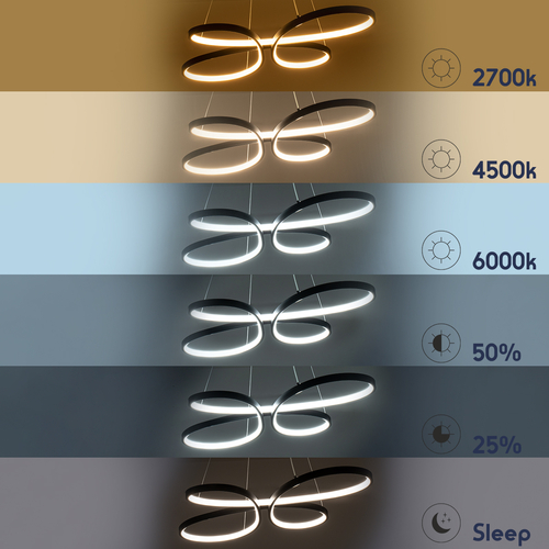 GLOBOSTAR® BUTTERFLY 61391 Μοντέρνο Κρεμαστό Φωτιστικό Οροφής LED 75W 8400lm 300° AC 220-240V IP20 Ρυθμιζόμενο Λευκό CCT με Χειριστήριο από 2700K έως 6000K Dimmable - Lumileds SMD Chip - Μαύρο Ματ - Μ70 x Π55 x Υ4cm - 3 Χρόνια Εγγύηση