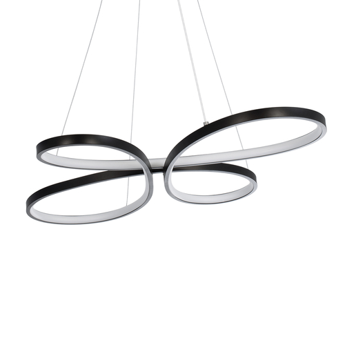 GLOBOSTAR® BUTTERFLY 61391 Μοντέρνο Κρεμαστό Φωτιστικό Οροφής LED 75W 8400lm 300° AC 220-240V IP20 Ρυθμιζόμενο Λευκό CCT με Χειριστήριο από 2700K έως 6000K Dimmable - Lumileds SMD Chip - Μαύρο Ματ - Μ70 x Π55 x Υ4cm - 3 Χρόνια Εγγύηση