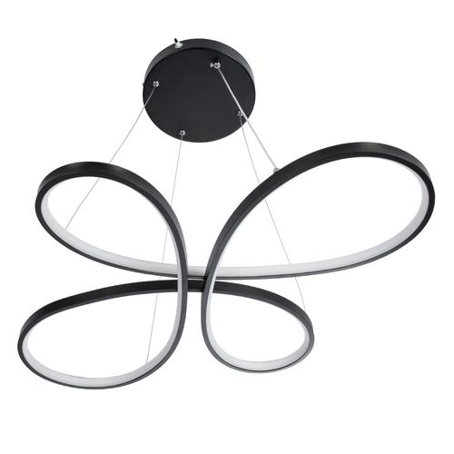 GLOBOSTAR® BUTTERFLY 61391 Μοντέρνο Κρεμαστό Φωτιστικό Οροφής LED 75W 8400lm 300° AC 220-240V IP20 Ρυθμιζόμενο Λευκό CCT με Χειριστήριο από 2700K έως 6000K Dimmable - Lumileds SMD Chip - Μαύρο Ματ - Μ70 x Π55 x Υ4cm - 3 Χρόνια Εγγύηση