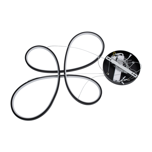 GLOBOSTAR® BUTTERFLY 61391 Μοντέρνο Κρεμαστό Φωτιστικό Οροφής LED 75W 8400lm 300° AC 220-240V IP20 Ρυθμιζόμενο Λευκό CCT με Χειριστήριο από 2700K έως 6000K Dimmable - Lumileds SMD Chip - Μαύρο Ματ - Μ70 x Π55 x Υ4cm - 3 Χρόνια Εγγύηση