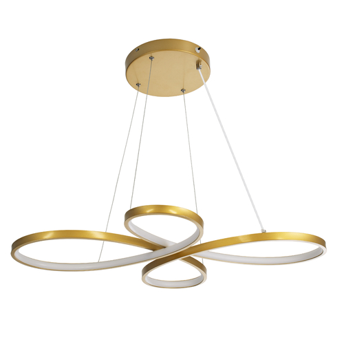 GLOBOSTAR® BUTTERFLY 61393 Μοντέρνο Κρεμαστό Φωτιστικό Οροφής LED 75W 8400lm 300° AC 220-240V IP20 Ρυθμιζόμενο Λευκό CCT με Χειριστήριο από 2700K έως 6000K Dimmable - Lumileds SMD Chip - Χρυσό Βούρτσας - Μ70 x Π55 x Υ4cm - 3 Χρόνια Εγγύηση