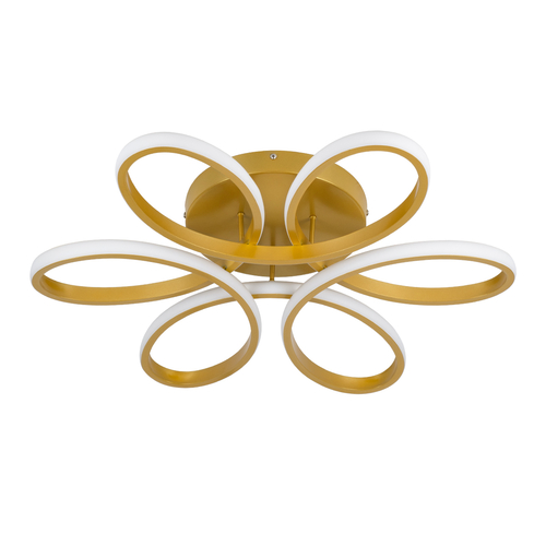 GLOBOSTAR® MARGARET 61403 Μοντέρνο Φωτιστικό Οροφής LED 54W 6210lm 360° AC 220-240V IP20 Ρυθμιζόμενο Λευκό CCT με Χειριστήριο από 2700K έως 6000K Dimmable - Lumileds SMD Chip - Χρυσό Βούρτσας - Μ57 x Π57 x Υ12cm - 3 Χρόνια Εγγύηση