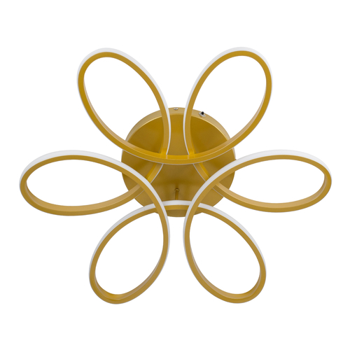 GLOBOSTAR® MARGARET 61403 Μοντέρνο Φωτιστικό Οροφής LED 54W 6210lm 360° AC 220-240V IP20 Ρυθμιζόμενο Λευκό CCT με Χειριστήριο από 2700K έως 6000K Dimmable - Lumileds SMD Chip - Χρυσό Βούρτσας - Μ57 x Π57 x Υ12cm - 3 Χρόνια Εγγύηση