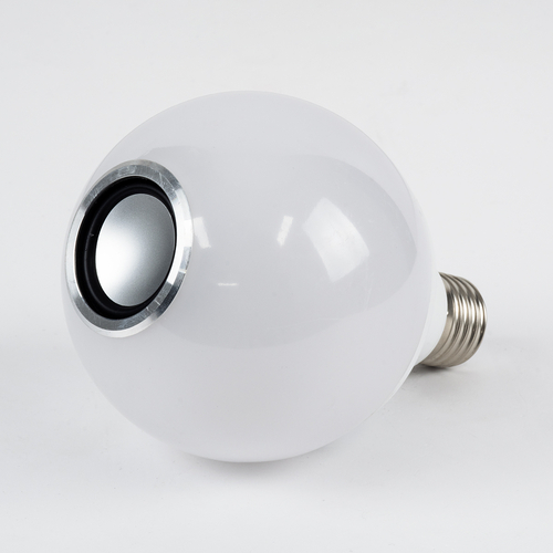 GLOBOSTAR® RGBOO 76072 Λάμπα E27 G95 με IR Ασύρματο χειριστήριο & 3W Bluetooth Ηχείο LED 12W 780lm 260° AC 220-240V IP20 Πολύχρωμο RGBW Dimmable - Sanan SMD Chip - Μ13 x Π25 x Υ43cm - 2 Χρόνια Εγγύηση