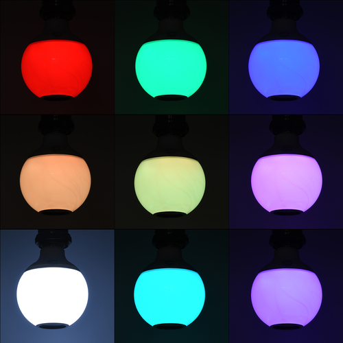 GLOBOSTAR® RGBOO 76072 Λάμπα E27 G95 με IR Ασύρματο χειριστήριο & 3W Bluetooth Ηχείο LED 12W 780lm 260° AC 220-240V IP20 Πολύχρωμο RGBW Dimmable - Sanan SMD Chip - Μ13 x Π25 x Υ43cm - 2 Χρόνια Εγγύηση