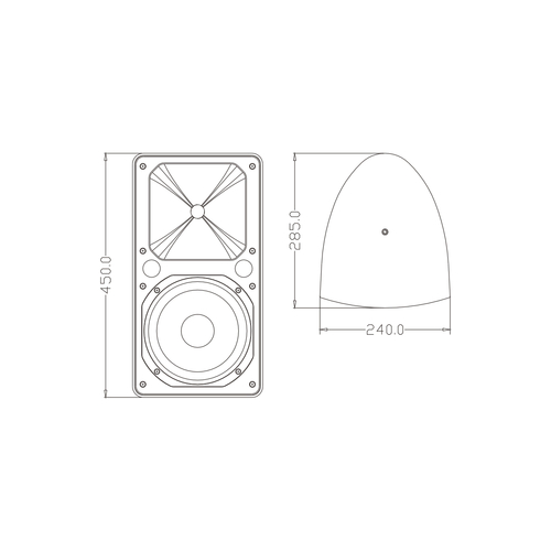 GloboStar® FDB ES108BT 98004 Facilities Speaker - Παθητικό Ηχείο Εγκαταστάσεων Επιτοίχιο με Μετασχηματιστή 100V & 16Ω - 150W RMS (600W Peak) - 1 x 8 Inches LF & 1 x 1 Inches HF - Αδιάβροχο IP65 - Μαύρο - Μ24 x Π28.5 x Υ45cm